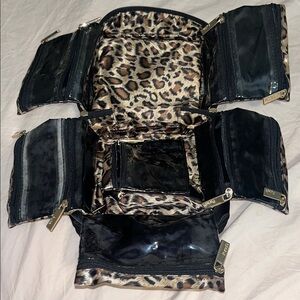 Jewlery Cube Black and Leopard Print.  Travel Organizer. Several pockets.